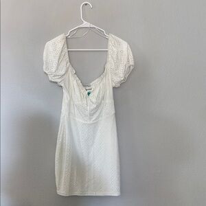 White Eyelet Dress with Puff Sleeves